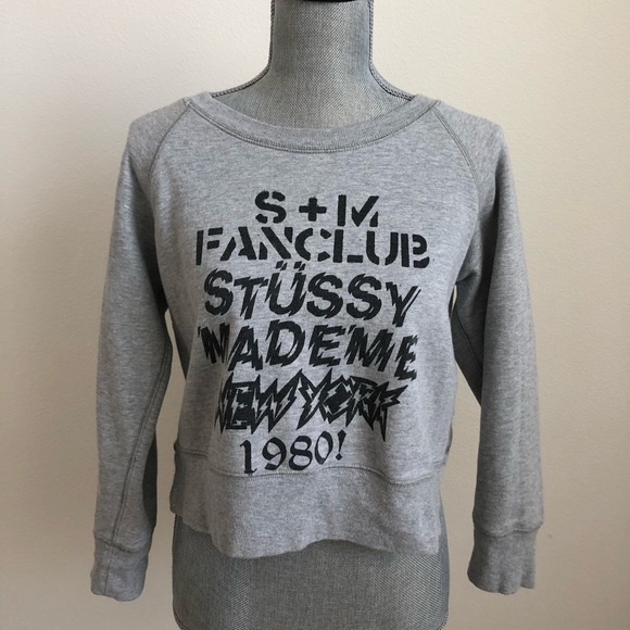 Stussy Tops - Stussy Grey Graphic Crewneck